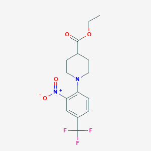 molecular formula C15H17F3N2O4 B1309426 Ethyl 1-[2-nitro-4-(trifluoromethyl)phenyl]piperidine-4-carboxylate CAS No. 610259-53-5