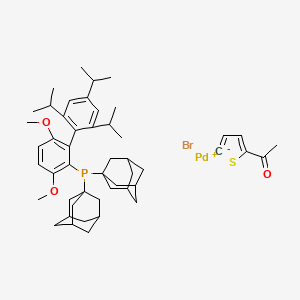 molecular formula C49H66BrO3PPdS B13094493 bis(1-adamantyl)-[3,6-dimethoxy-2-[2,4,6-tri(propan-2-yl)phenyl]phenyl]phosphane;bromopalladium(1+);1-(2H-thiophen-2-id-5-yl)ethanone 