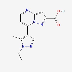molecular formula C13H13N5O2 B1309489 7-(1-ethyl-5-methyl-1H-pyrazol-4-yl)pyrazolo[1,5-a]pyrimidine-2-carboxylic acid CAS No. 957509-33-0