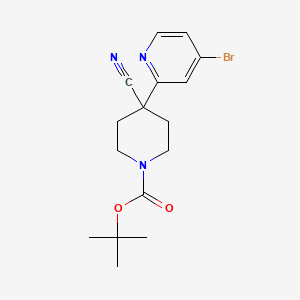 molecular formula C16H20BrN3O2 B13094970 Tert-butyl 4-(4-bromopyridin-2-yl)-4-cyanopiperidine-1-carboxylate 