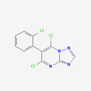 molecular formula C11H5Cl3N4 B13095084 5,7-Dichloro-6-(2-chlorophenyl)-[1,2,4]triazolo[1,5-a]pyrimidine CAS No. 159331-22-3