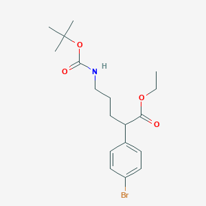 molecular formula C18H26BrNO4 B13095291 Ethyl 2-(4-bromophenyl)-5-((tert-butoxycarbonyl)amino)pentanoate 