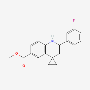 molecular formula C20H20FNO2 B13095338 Methyl 2'-(5-fluoro-2-methylphenyl)-2',3'-dihydro-1'H-spiro[cyclopropane-1,4'-quinoline]-6'-carboxylate 