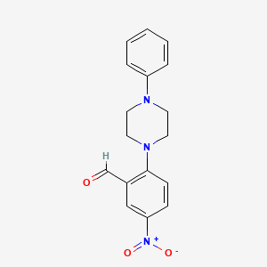molecular formula C17H17N3O3 B1309546 5-Nitro-2-(4-phenylpiperazin-1-yl)benzaldehyde CAS No. 871807-34-0