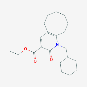 molecular formula C21H31NO3 B13095516 Ethyl 1-(cyclohexylmethyl)-2-oxo-1,2,5,6,7,8,9,10-octahydrocycloocta[B]pyridine-3-carboxylate 