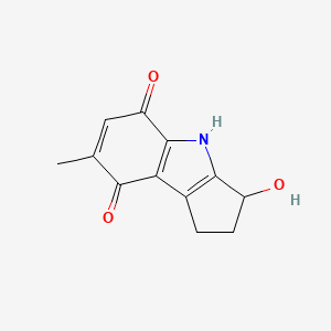 molecular formula C12H11NO3 B13095643 Cyclopent[b]indole-5,8-dione, 1,2,3,4-tetrahydro-3-hydroxy-7-methyl-(9CI) CAS No. 261163-69-3