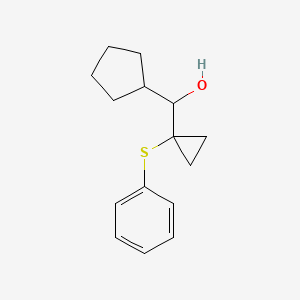 molecular formula C15H20OS B13095808 Cyclopentyl(1-(phenylthio)cyclopropyl)methanol 