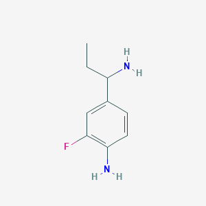molecular formula C9H13FN2 B13095895 4-(1-Aminopropyl)-2-fluoroaniline 
