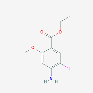 molecular formula C10H12INO3 B13095973 Ethyl 4-amino-5-iodo-2-methoxybenzoate 