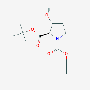 molecular formula C14H25NO5 B13096239 Boc-D-hydroxyproline tert-butyl ester 