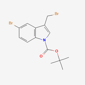 molecular formula C14H15Br2NO2 B13096251 Tert-butyl 5-bromo-3-(bromomethyl)-1H-indole-1-carboxylate 