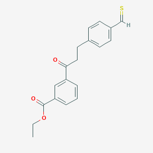 molecular formula C19H18O3S B13096263 Ethyl 3-[3-(4-methanethioylphenyl)propanoyl]benzoate 