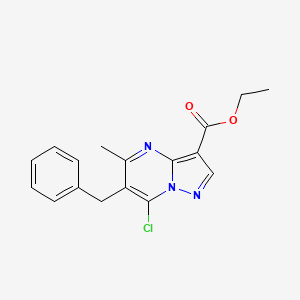molecular formula C17H16ClN3O2 B13096337 Ethyl 6-benzyl-7-chloro-5-methylpyrazolo[1,5-a]pyrimidine-3-carboxylate 