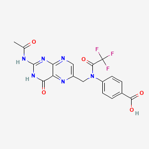 molecular formula C18H13F3N6O5 B13096399 N2-Acetyl-N10-trifluoroacetyl pteroic acid 