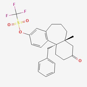 molecular formula C24H25F3O4S B13096446 (4AR,11BS)-11B-Benzyl-4A-methyl-3-oxo-2,3,4,4A,5,6,7,11B-octahydro-1H-dibenzo[A,C][7]annulen-9-YL trifluoromethanesulfonate 