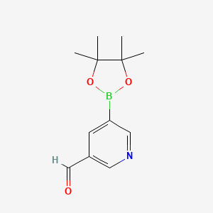 molecular formula C12H16BNO3 B1309648 5-(4,4,5,5-Tetramethyl-1,3,2-dioxaborolan-2-yl)nicotinaldehyde CAS No. 848093-29-8