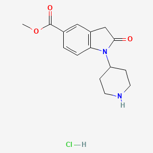 molecular formula C15H19ClN2O3 B13096495 Methyl 2-oxo-1-(piperidin-4-yl)indoline-5-carboxylate hydrochloride 