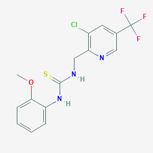 molecular formula C15H13ClF3N3OS B13097014 1-((3-Chloro-5-(trifluoromethyl)pyridin-2-yl)methyl)-3-(2-methoxyphenyl)thiourea 