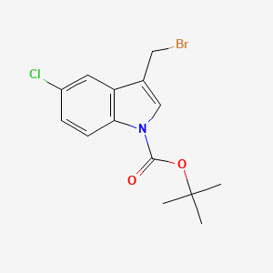 molecular formula C14H15BrClNO2 B13097369 Tert-butyl 3-(bromomethyl)-5-chloro-1H-indole-1-carboxylate 