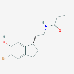 molecular formula C14H18BrNO2 B130974 (S)-N-[2-(5-Bromo-2,3-dihydro-6-hydroxy-1H-inden-1-YL)ethyl]propanamide CAS No. 196597-84-9