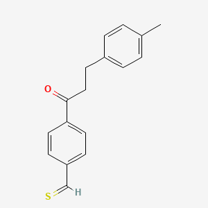 molecular formula C17H16OS B13097434 4-[3-(4-Methylphenyl)propanoyl]thiobenzaldehyde 
