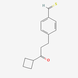 molecular formula C14H16OS B13097544 Cyclobutyl2-(4-thiomethylphenyl)ethylketone 