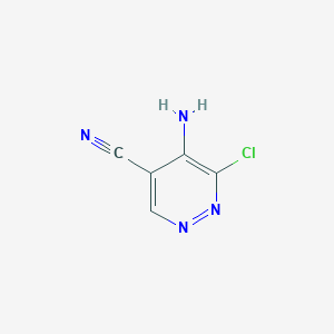 molecular formula C5H3ClN4 B13097668 5-Amino-6-chloropyridazine-4-carbonitrile 