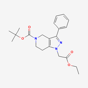 molecular formula C21H27N3O4 B13097766 Tert-butyl 1-(2-ethoxy-2-oxoethyl)-3-phenyl-6,7-dihydro-1H-pyrazolo[4,3-C]pyridine-5(4H)-carboxylate 
