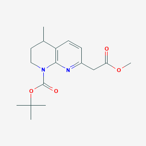 molecular formula C17H24N2O4 B13098134 Tert-butyl 7-(2-methoxy-2-oxoethyl)-4-methyl-3,4-dihydro-1,8-naphthyridine-1(2H)-carboxylate CAS No. 1416440-55-5