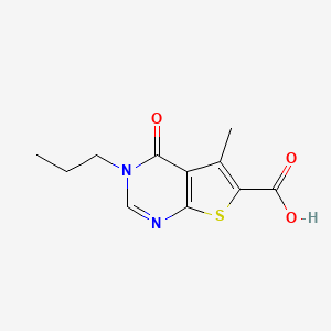 molecular formula C11H12N2O3S B1309821 5-Methyl-4-oxo-3-propyl-3,4-dihydrothieno[2,3-d]pyrimidine-6-carboxylic acid CAS No. 878657-13-7