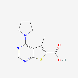 molecular formula C12H13N3O2S B1309822 5-Methyl-4-(pyrrolidin-1-yl)thieno[2,3-d]pyrimidine-6-carboxylic acid CAS No. 878657-14-8
