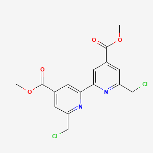molecular formula C16H14Cl2N2O4 B13098267 Dimethyl 6,6'-bis(chloromethyl)-[2,2'-bipyridine]-4,4'-dicarboxylate 