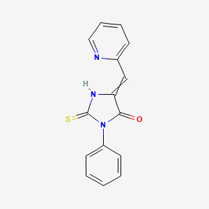 molecular formula C15H11N3OS B1309827 4-Imidazolidinone, 3-phenyl-5-(2-pyridinylmethylene)-2-thioxo-, (Z)- CAS No. 145693-89-6