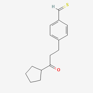 molecular formula C15H18OS B13098351 Cyclopentyl2-(4-thiomethylphenyl)ethylketone 