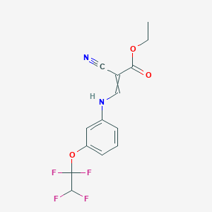 molecular formula C14H12F4N2O3 B1309850 Ethyl 2-cyano-3-[3-(1,1,2,2-tetrafluoroethoxy)anilino]prop-2-enoate 