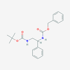 molecular formula C21H26N2O4 B13098580 Benzyl tert-butyl (1-phenylethane-1,2-diyl)dicarbamate 