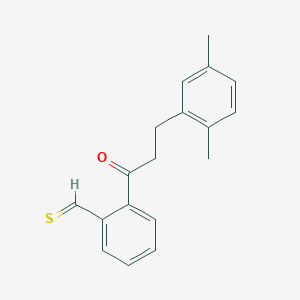 molecular formula C18H18OS B13098587 2-[3-(2,5-Dimethylphenyl)propanoyl]thiobenzaldehyde 