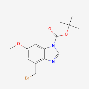 molecular formula C14H17BrN2O3 B13098591 tert-Butyl 4-(bromomethyl)-6-methoxy-1H-benzo[d]imidazole-1-carboxylate 