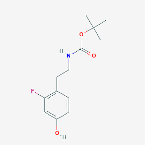 molecular formula C13H18FNO3 B13098650 tert-Butyl 2-fluoro-4-hydroxyphenethylcarbamate 