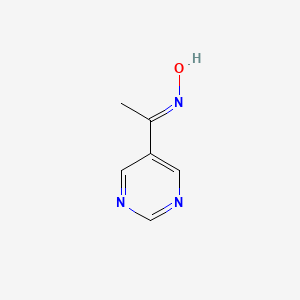 molecular formula C6H7N3O B13098662 (E)-1-(pyrimidin-5-yl)ethanone oxime 