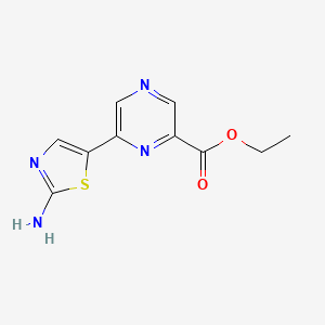 molecular formula C10H10N4O2S B13098770 Ethyl 6-(2-aminothiazol-5-yl)pyrazine-2-carboxylate 