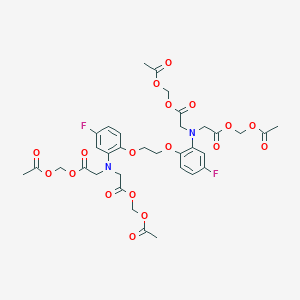 molecular formula C34H38F2N2O18 B130989 acetyloxymethyl 2-[N-[2-(acetyloxymethoxy)-2-oxoethyl]-2-[2-[2-[bis[2-(acetyloxymethoxy)-2-oxoethyl]amino]-4-fluorophenoxy]ethoxy]-5-fluoroanilino]acetate CAS No. 156027-00-8