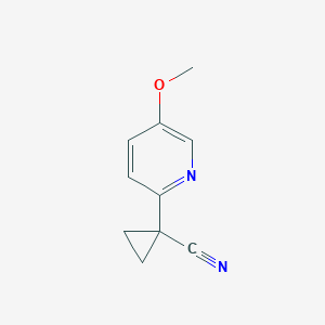 molecular formula C10H10N2O B13098944 1-(5-Methoxypyridin-2-YL)cyclopropanecarbonitrile 