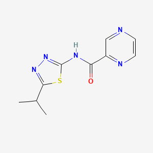 molecular formula C10H11N5OS B13099138 N-(5-Isopropyl-1,3,4-thiadiazol-2-yl)-2-pyrazinecarboxamide 
