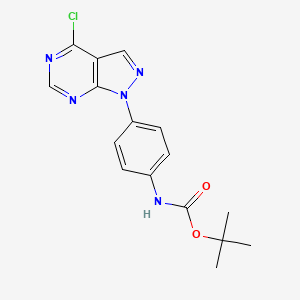 molecular formula C16H16ClN5O2 B13099217 Tert-butyl (4-(4-chloro-1H-pyrazolo[3,4-D]pyrimidin-1-YL)phenyl)carbamate 