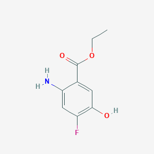 molecular formula C9H10FNO3 B13099223 Ethyl 2-amino-4-fluoro-5-hydroxybenzoate 