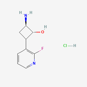 molecular formula C9H12ClFN2O B13099439 trans-2-Amino-4-(2-fluoropyridin-3-yl)cyclobutanol hydrochloride 