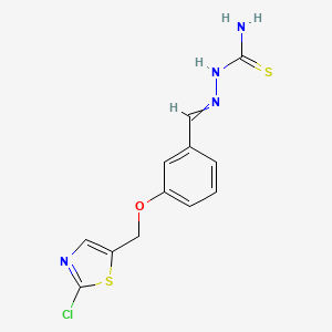 molecular formula C12H11ClN4OS2 B1309949 2-((E)-{3-[(2-chloro-1,3-thiazol-5-yl)methoxy]phenyl}methylidene)-1-hydrazinecarbothioamide 