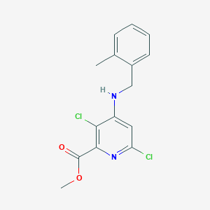 molecular formula C15H14Cl2N2O2 B13099518 Methyl 3,6-dichloro-4-((2-methylbenzyl)amino)picolinate 