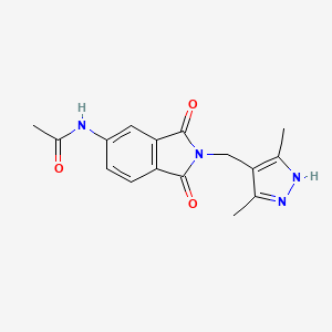 molecular formula C16H16N4O3 B13099551 N-(2-((3,5-Dimethyl-1H-pyrazol-4-yl)methyl)-1,3-dioxoisoindolin-5-yl)acetamide 